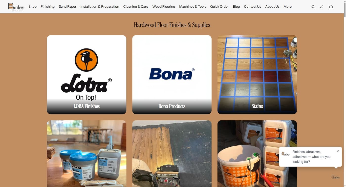 baileyflooringsupplies.com home page on desktop