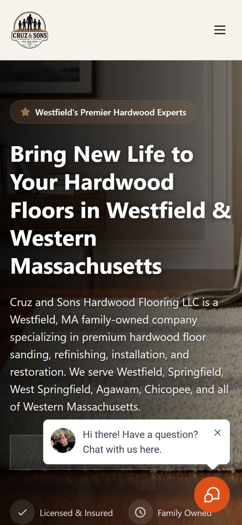 cruzwoodfloors.com on a phone