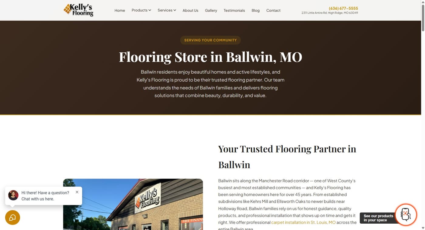 The Ballwin, MO town page on kellysflooring.com