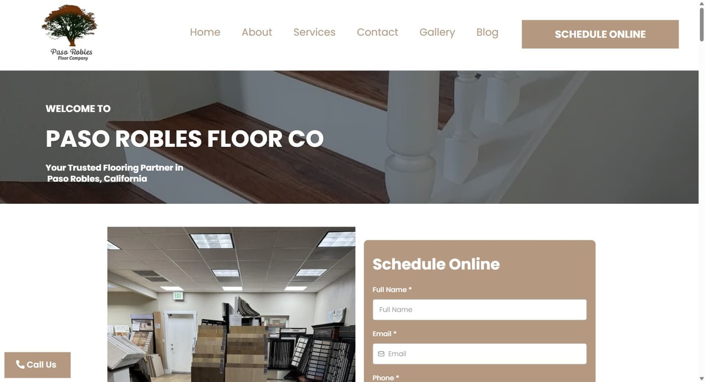 pasoroblesfloors.com home page on desktop