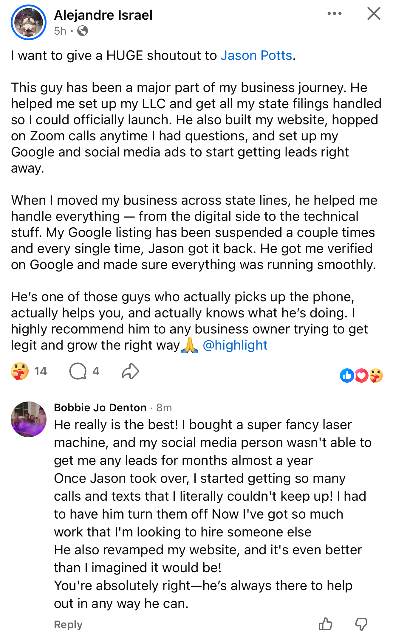 Cedar Oak Flooring client testimonial
