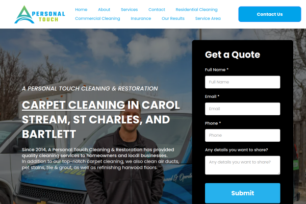 A Personal Touch Cleaning website screenshot