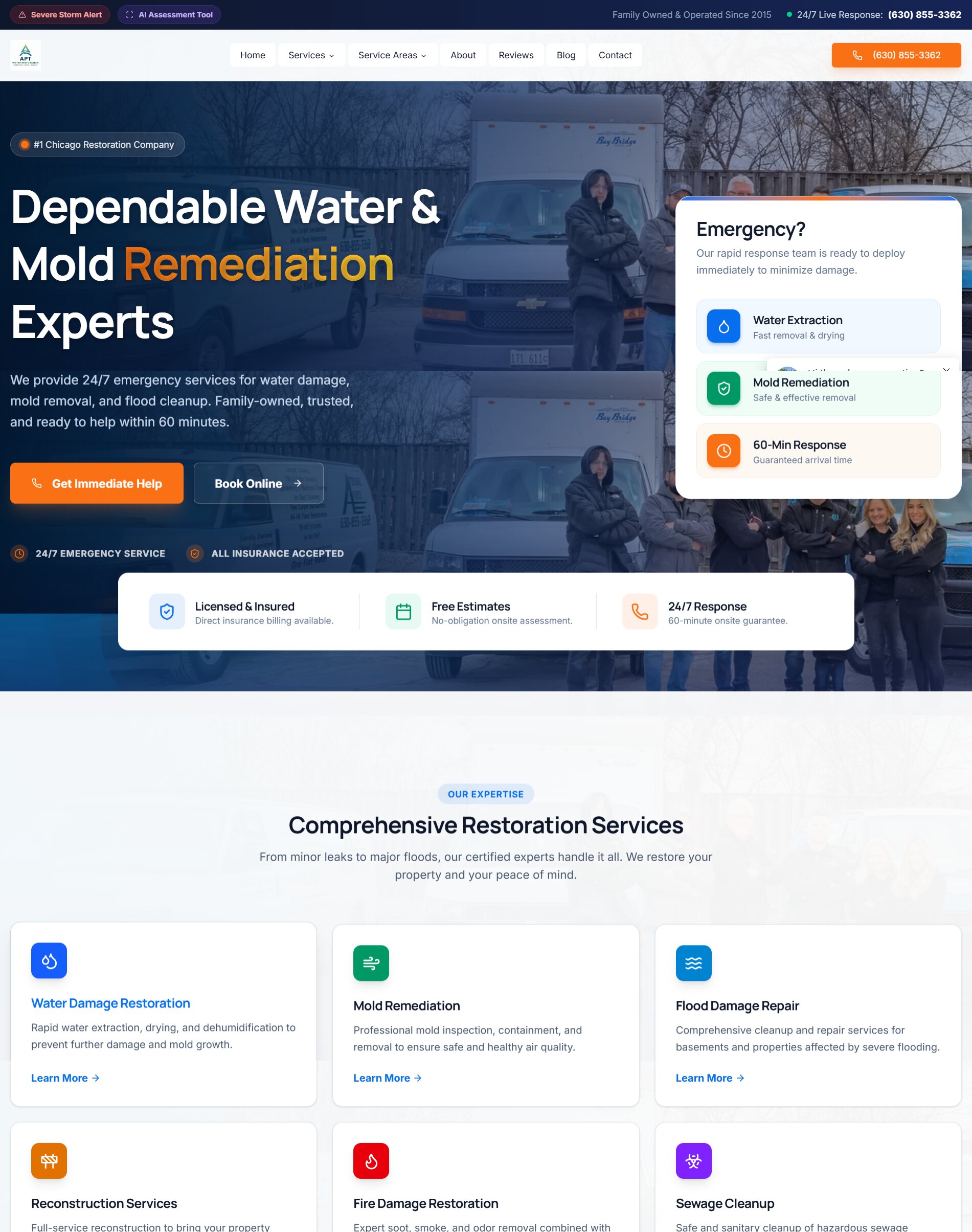 APT Water Restoration website screenshot