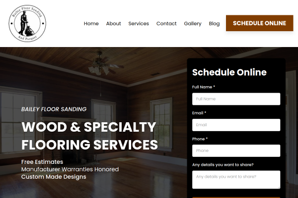 Bailey Floor Sanding website screenshot