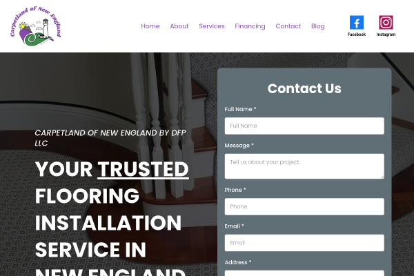 Carpetland of New England website screenshot