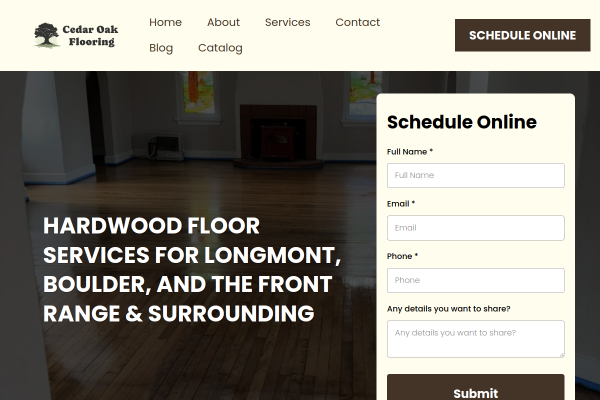 Cedar Oak Flooring website screenshot