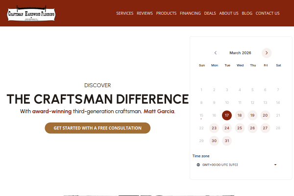 Craftsman Hardwood Floors website screenshot