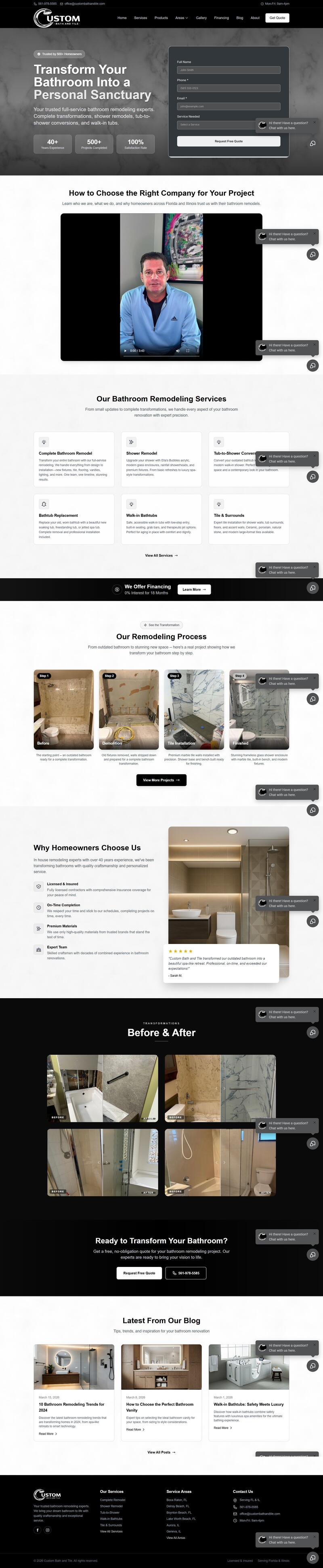 Custom Bath and Tile website screenshot