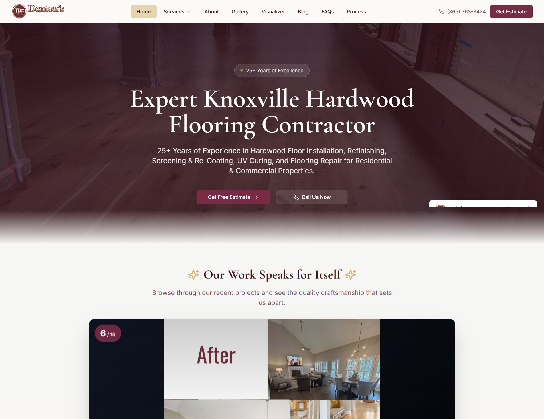 Denton Hardwood Flooring website screenshot