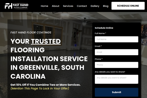 Fast Hand Floor Coatings website screenshot