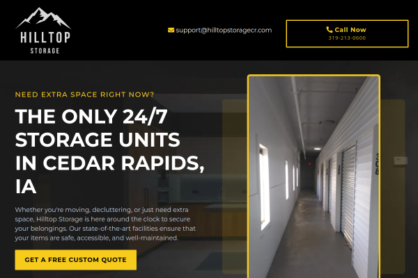 Hilltop Storage website screenshot