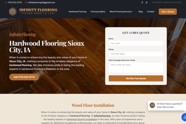 Infinity Flooring website, built by Local Lead Connector