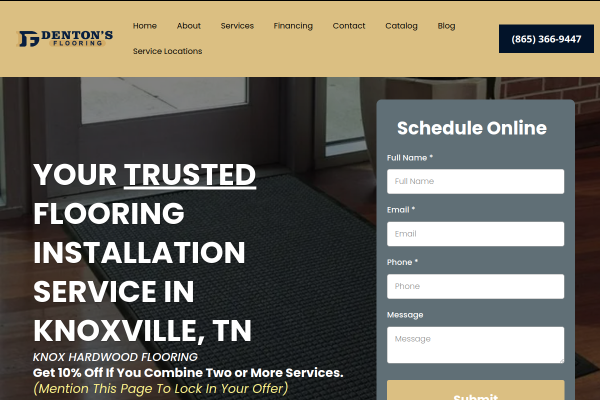 Knox Hardwood Flooring website screenshot
