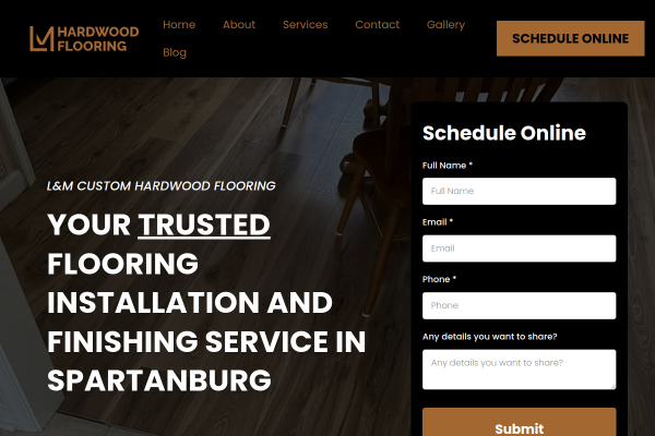 L&M Custom Hardwood Flooring website screenshot
