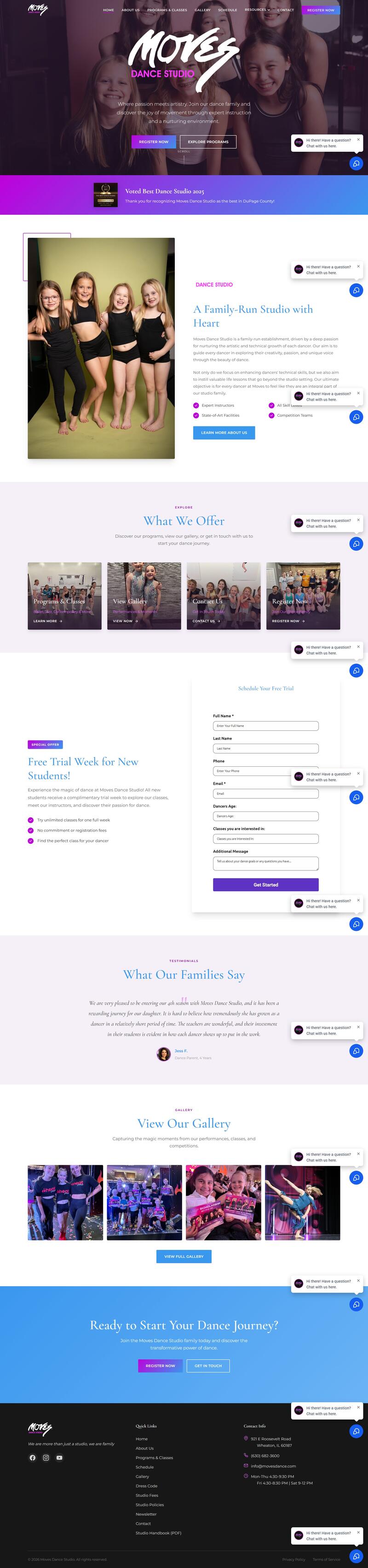 Moves Dance Studio website screenshot