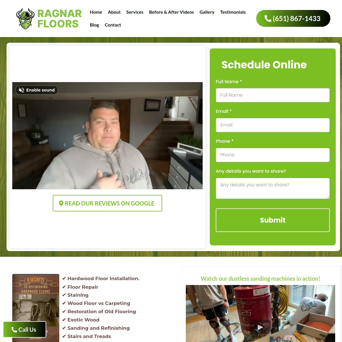 Ragnar Floors website screenshot