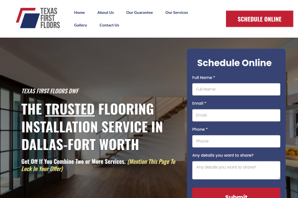 Texas First Floors website screenshot