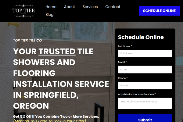 Top Tier Tile Co. website screenshot