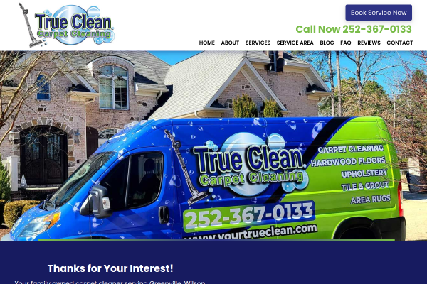 True Clean website screenshot